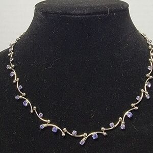 Monet Silver Necklace with Purple Accents